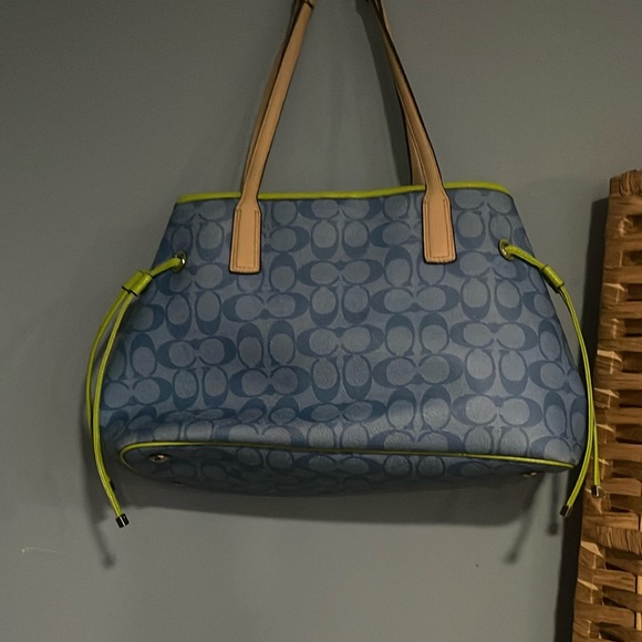 Coach Blue and Green Satchel - Picture 2 of 9